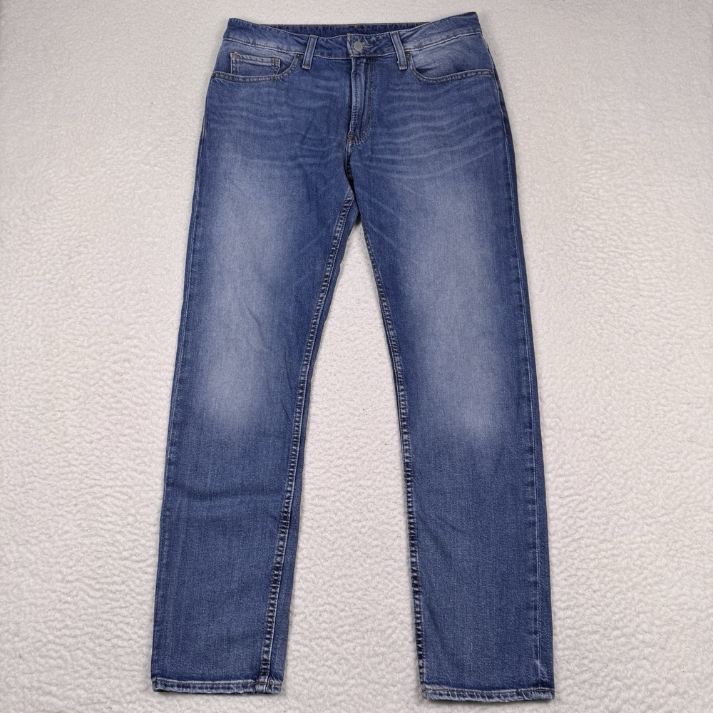 Bonobos Jeans‎ Men's 32x32 Slim Straight Medium Wash Whiskered Denim Blue